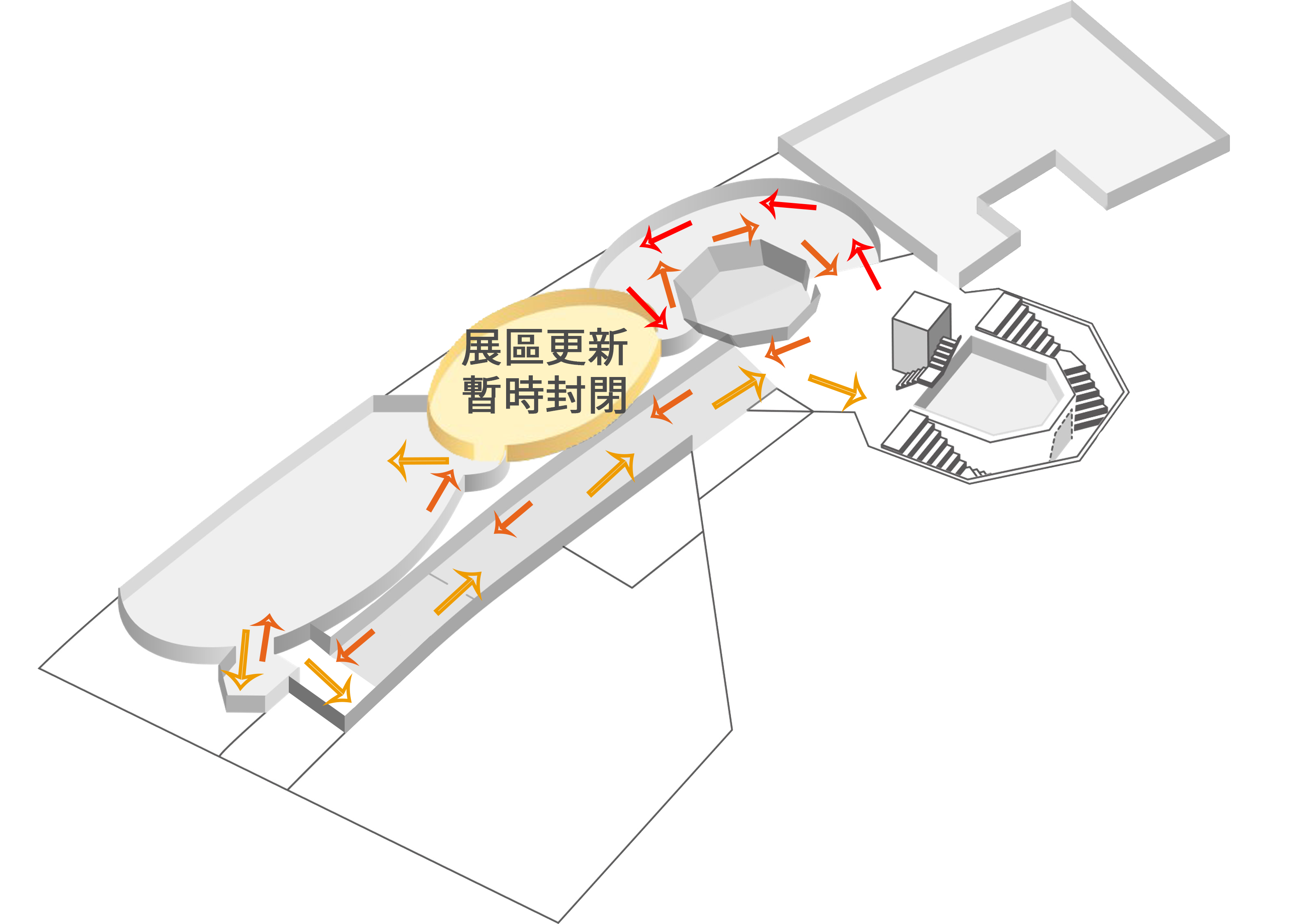 2樓常設展參觀動線變更路線