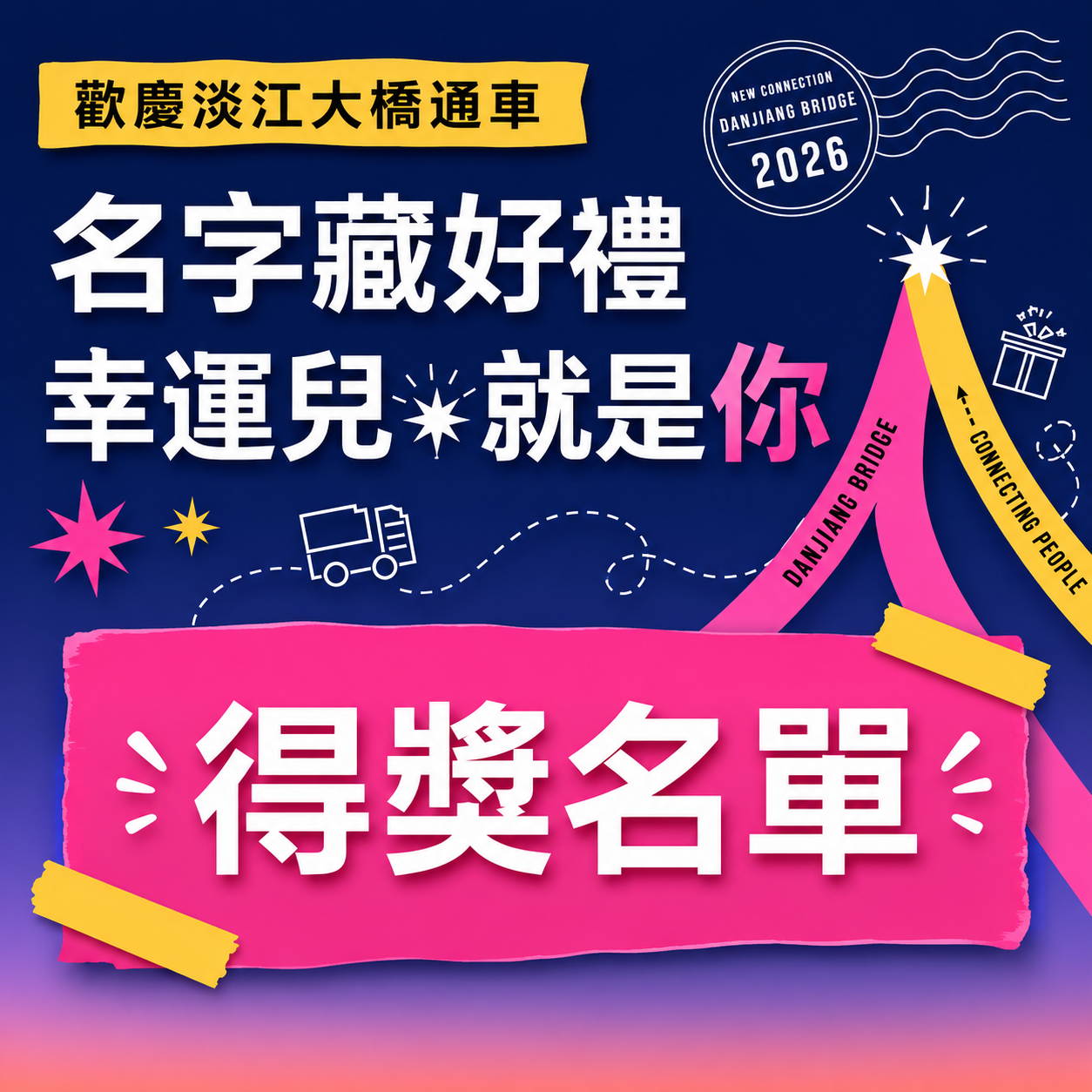 歡慶淡江大橋通車－「名字藏好禮，幸運兒就是你」活動辦法